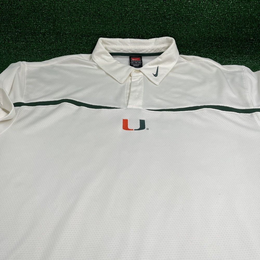 Nike White Polo Shirt with Green and Orange Accents